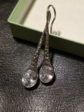 Silpada Sterling Silver Clear Crystal Teardrop Earrings